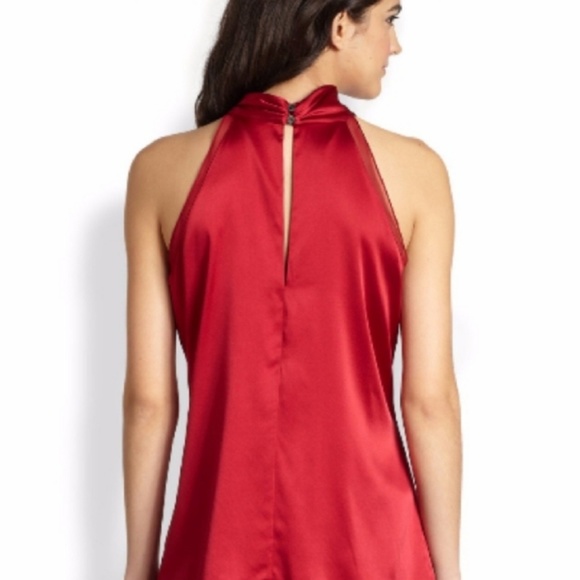 AWF Silky soft Satin Neck Halter Blouse  burgundy - Picture 4 of 4